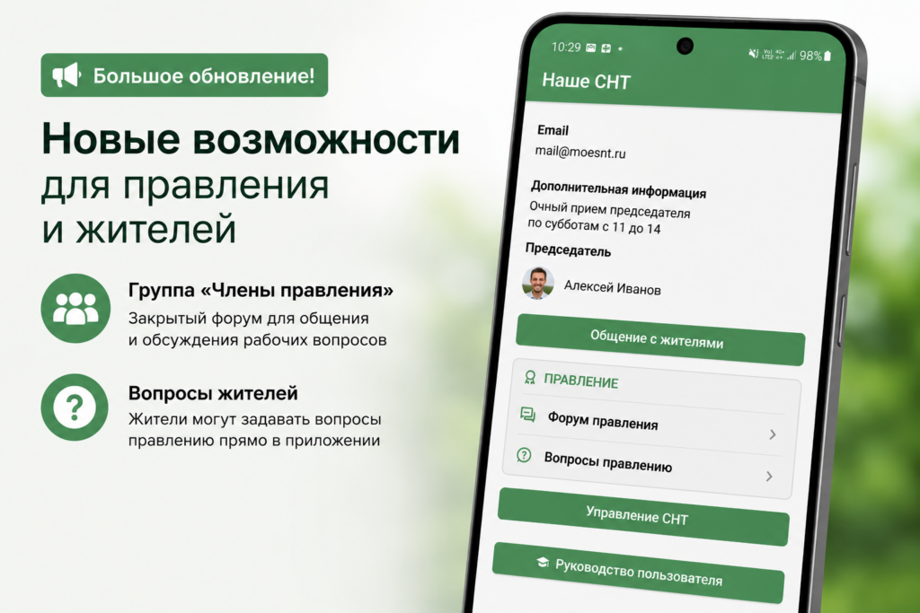 Добавили новые возможности для членов правления и жителей